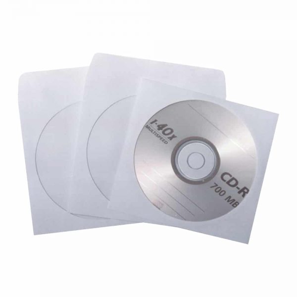 Plic CD/DVD (125X125mm), cu fereastra, gumat, alb