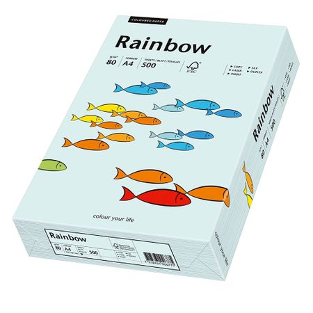 Hartie colorata A4 Rainbow, 80 g/mp, 500 coli/top, albastru pastel