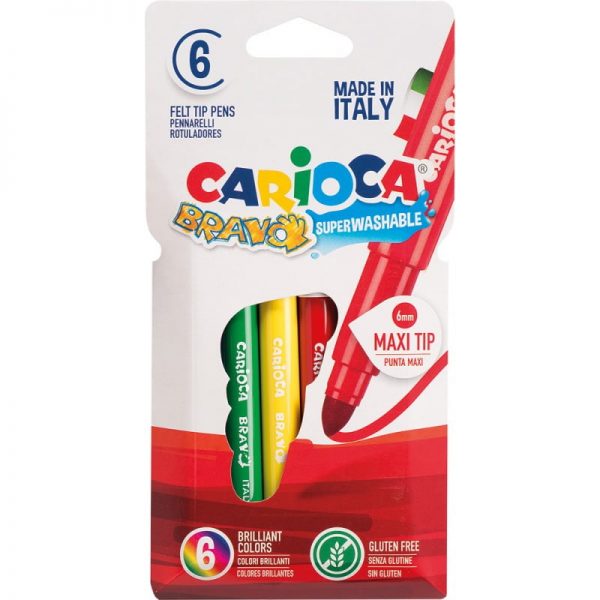 Carioca lavabila varf gros 6mm, 6 culori/cutie, CARIOCA Bravo