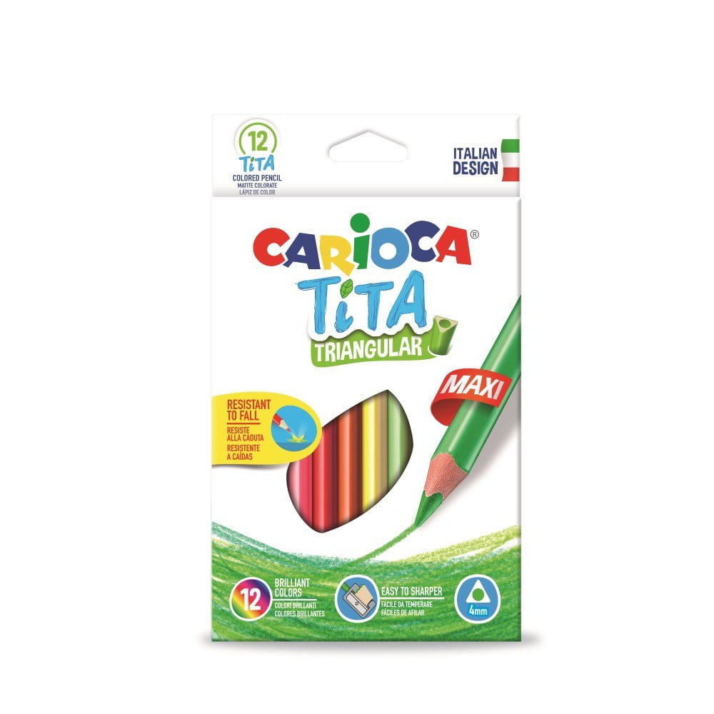 Creioane colorate hexagonale CARIOCA Tita Maxi, 12 culori/cutie
