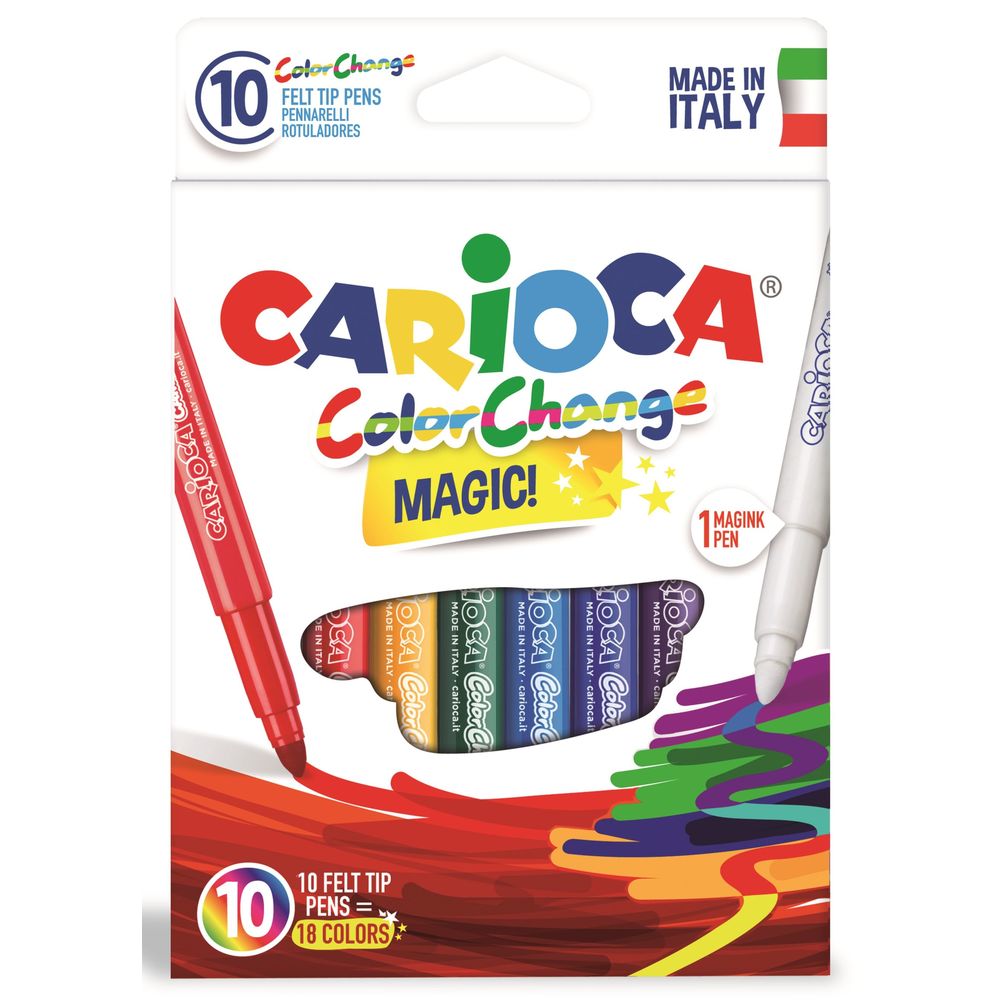 Carioca lavabila 9 culori+1 magic marker/cutie, CARIOCA Color Change