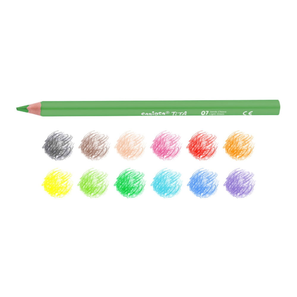 Creioane colorate hexagonale CARIOCA Tita Maxi, 12 culori/cutie