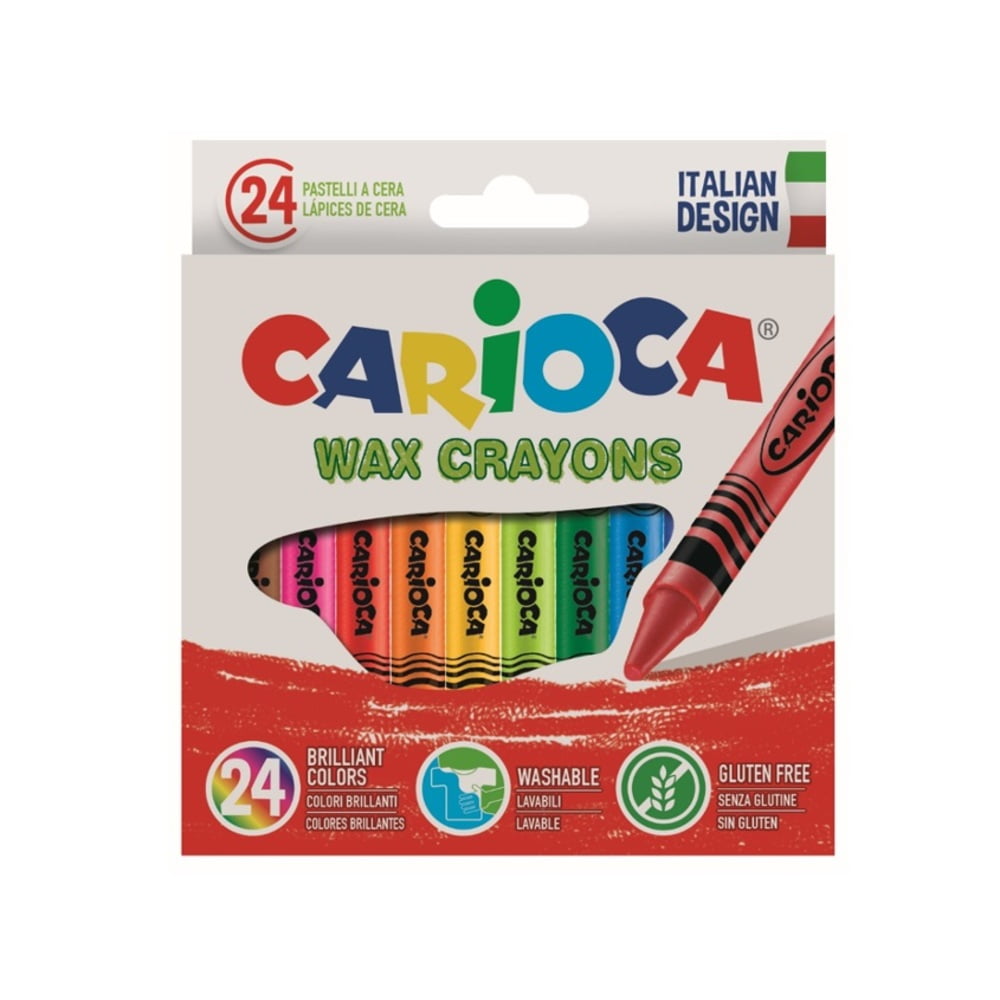 Creioane cerate rotunde, lavabile, D- 8mm, 24 culori/cutie, CARIOCA Wax Crayons