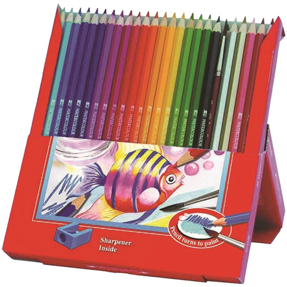 Creioane colorate acuarela 24 buc/set + pensula FABER-CASTELL