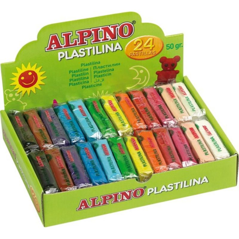 Display plastilina standard, 24 x 50gr./display, ALPINO - 12 culori asortate
