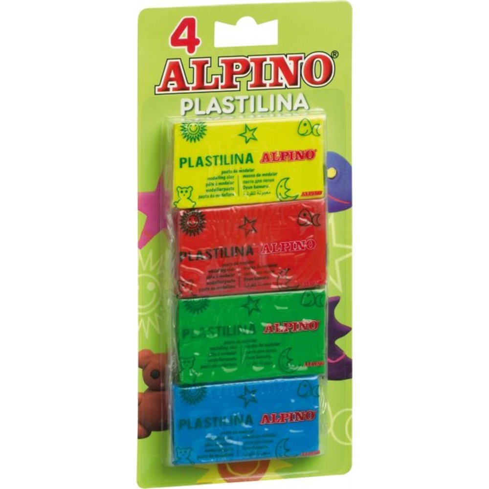 Plastilina standard, 4 culori x 50 grame/blister, ALPINO