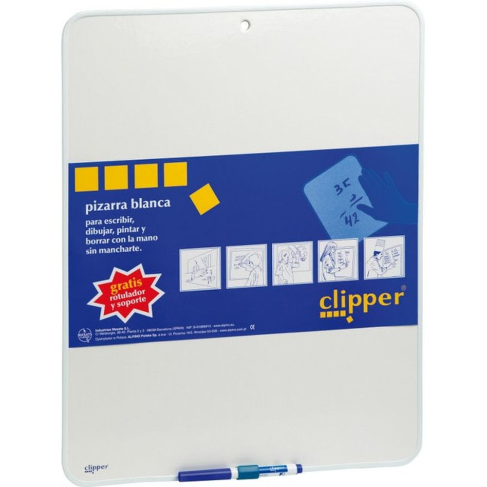Tablita pentru scris 25.5 x 18 cm + marker, CLIPPER - alba