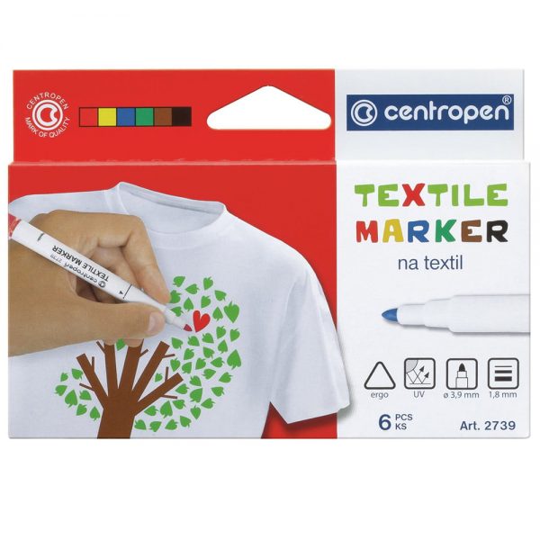Markere pentru textile 10 culori/set CENTROPEN 2739