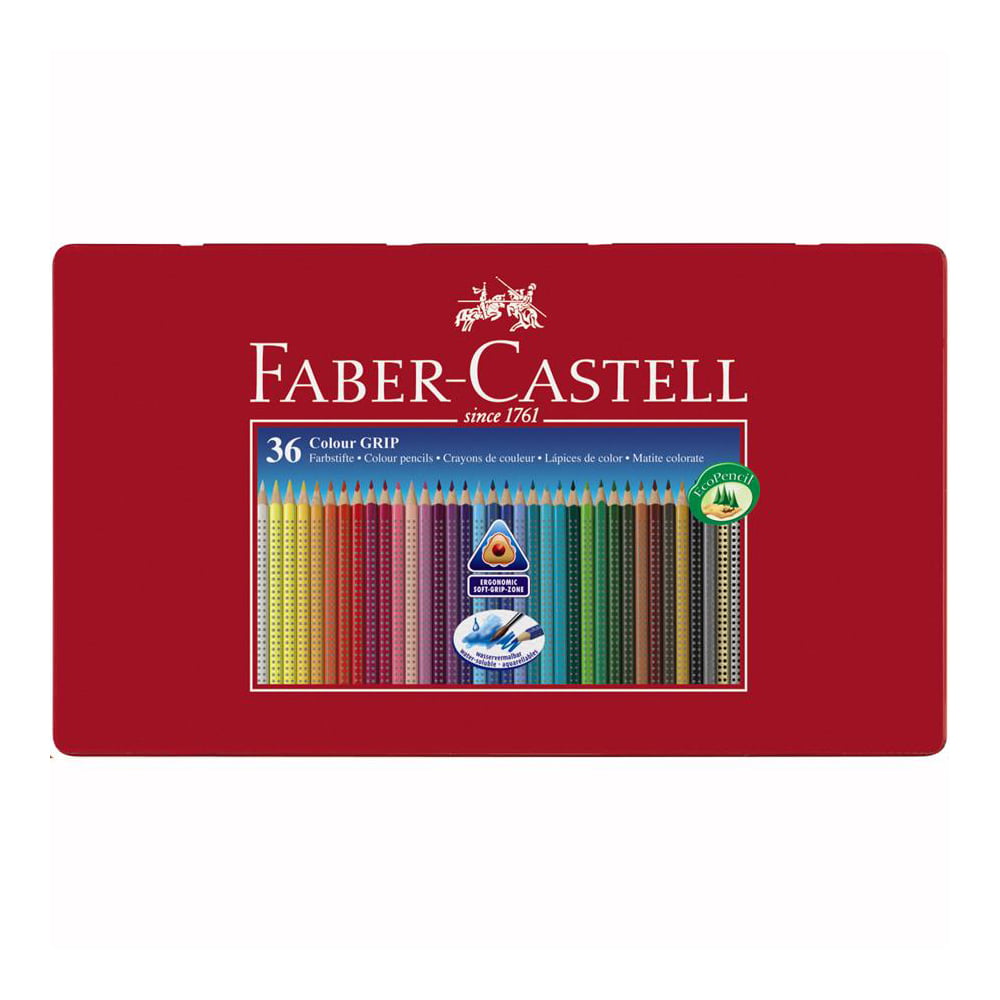 Creioane colorate 36 culori/set FABER-CASTELL Grip 2001, cutie metal