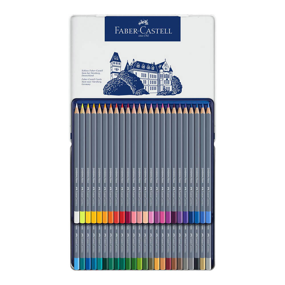 Creioane colorate 48 culori Goldfaber cutie metal Faber-Castell