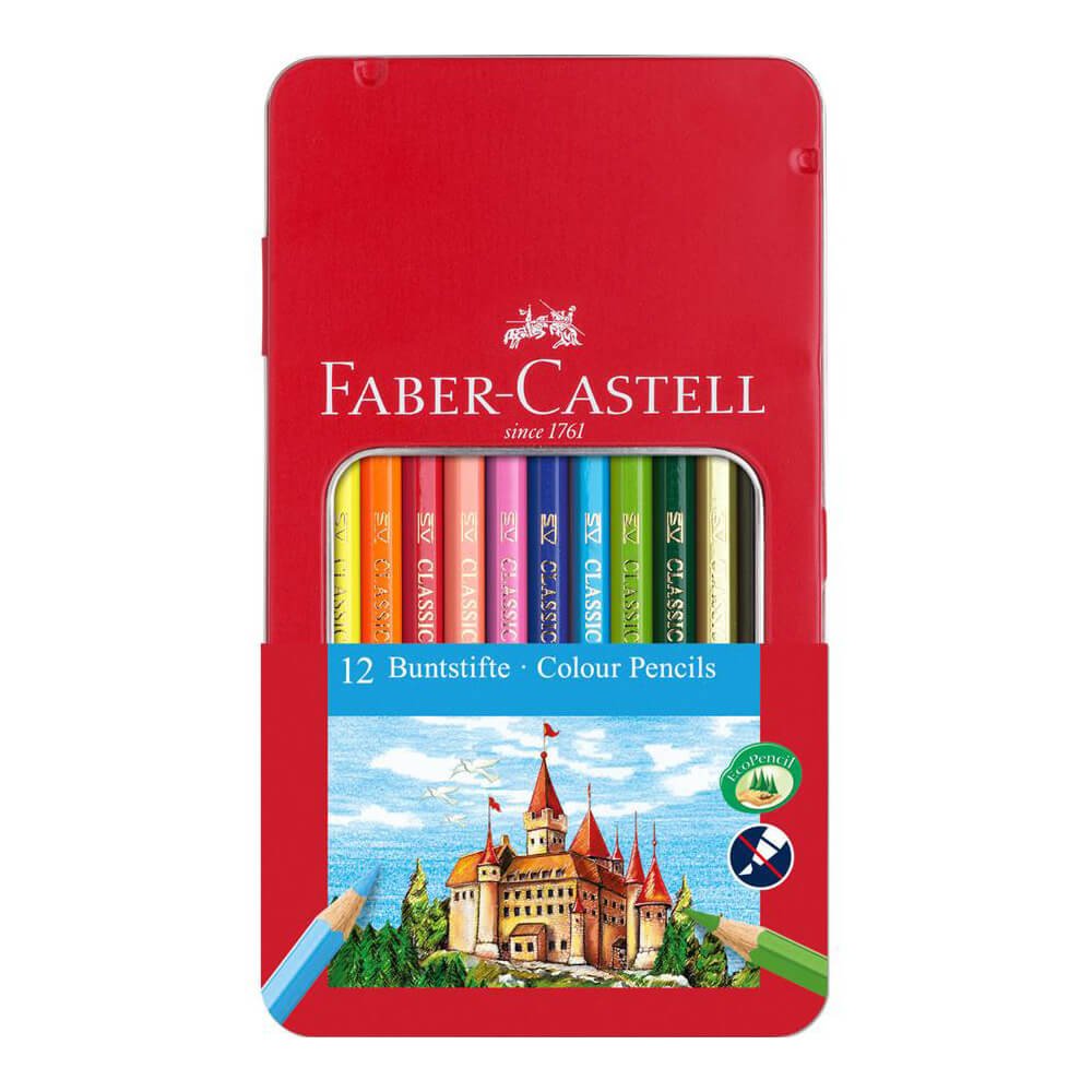 Creioane colorate 12 culori/set FABER-CASTELL cutie metal