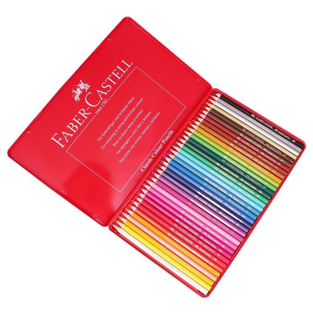Creioane colorate 36 culori/set FABER-CASTELL, cutie metal