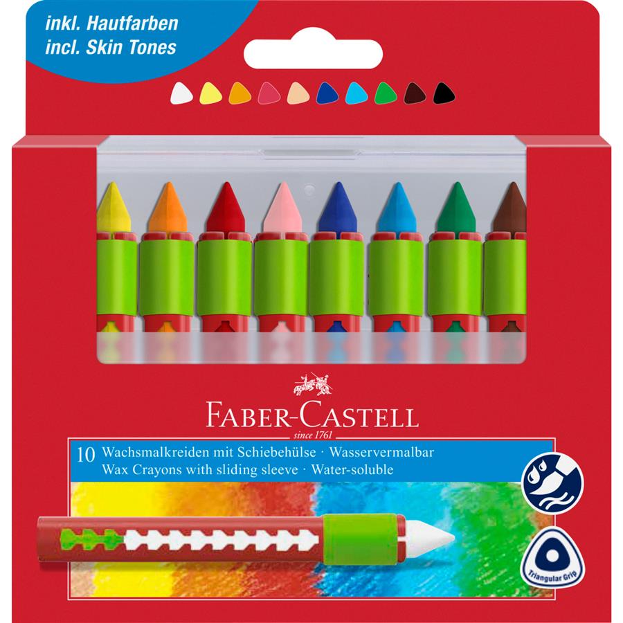 Creioane cerate solubile cu protectie 10 culori Faber-Castell