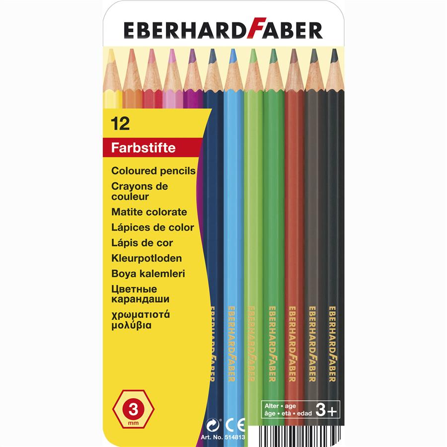 Creioane colorate 12 culori in cutie metal Eberhard Faber