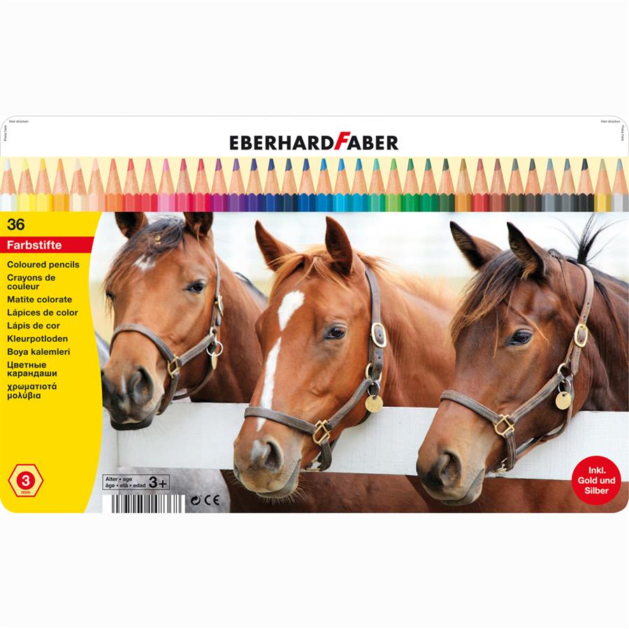 Creioane colorate 36 culori in cutie metal Eberhard Faber