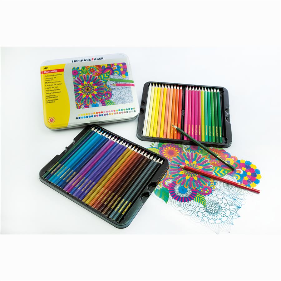 Creioane colorate 48 culori in cutie metal Eberhard Faber