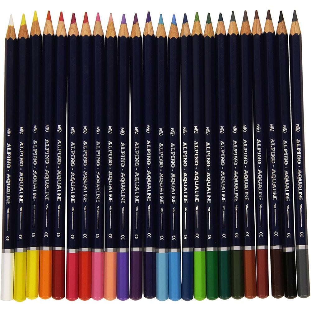 Creioane colorate acuarela 24 culori/set, cutie carton, ALPINO Aqualine
