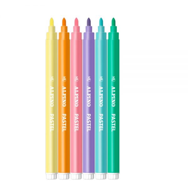Carioci lavabile 6 culori/cutie, ALPINO Standard - culori pastel