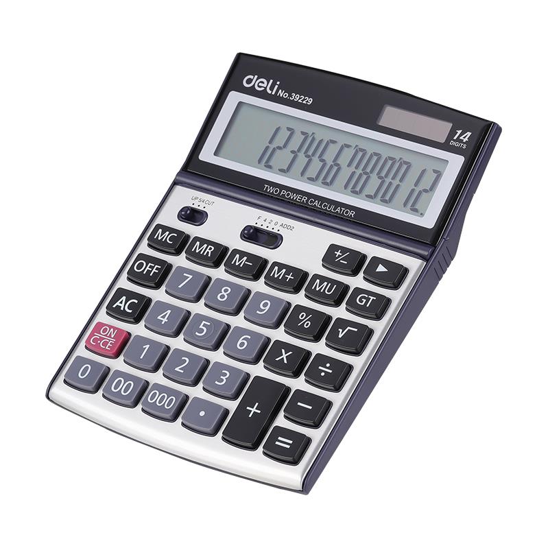 Calculator de birou 14 digiti, metal, Deli 39229