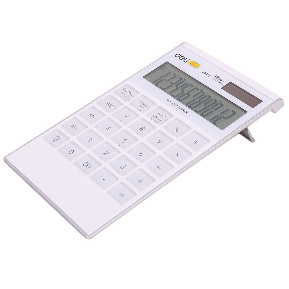 Calculator de birou, 12 digiti, alb, Deli Compact Modern