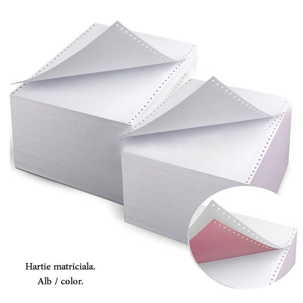 Hartie imprimanta matriciala A3, 2 exemplare, 56/55g/mp, alb/color