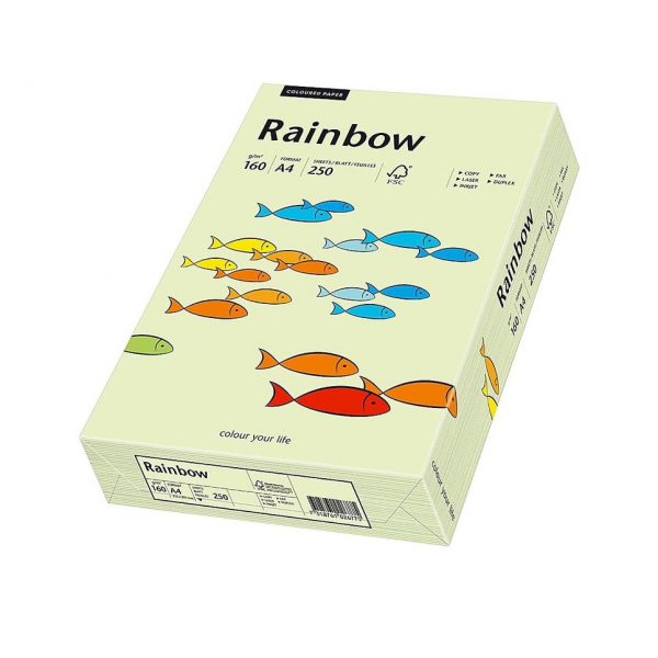 Carton color A4, 160 g/mp, 250 coli/top, verde pastel, Rainbow