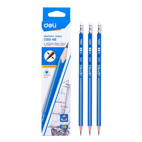 Creion grafit HB cu guma, Deli