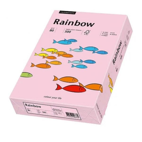 Hartie color A3 Rainbow, 80 g/mp, 500 coli/top, roz pal