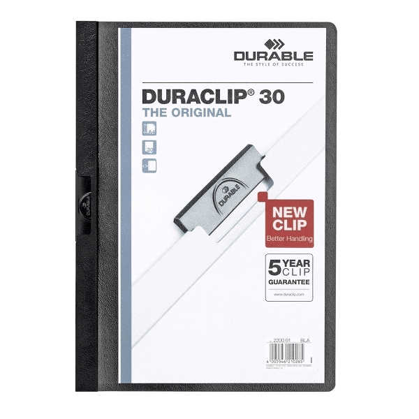 Dosar plastic cu clip Durable Duraclip, 30 coli