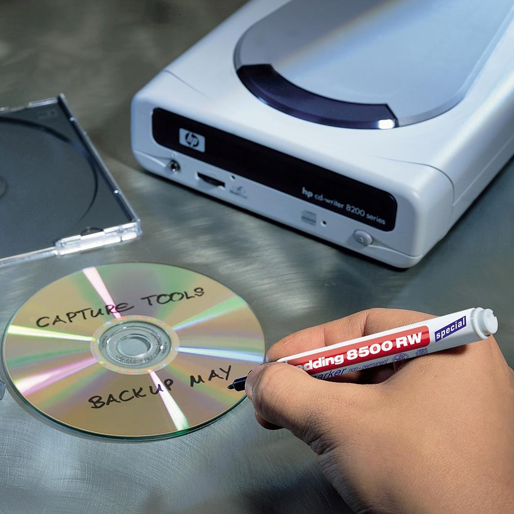 Marker nepermanent CD/DVD Edding 8500, varf rotund, 1 mm, negru
