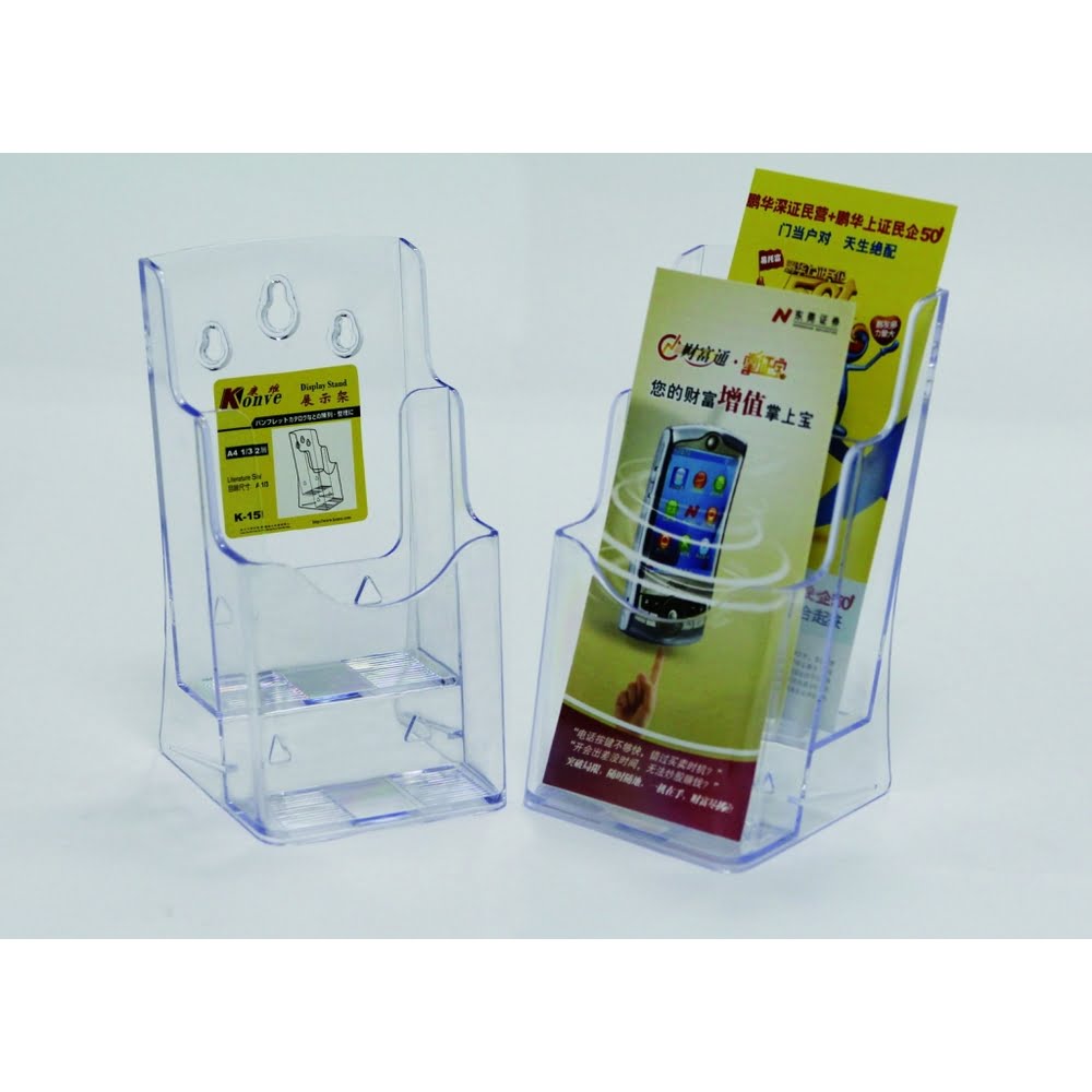 Display plastic pentru pliante, 2x1/3 A4, transparent, KEJEA