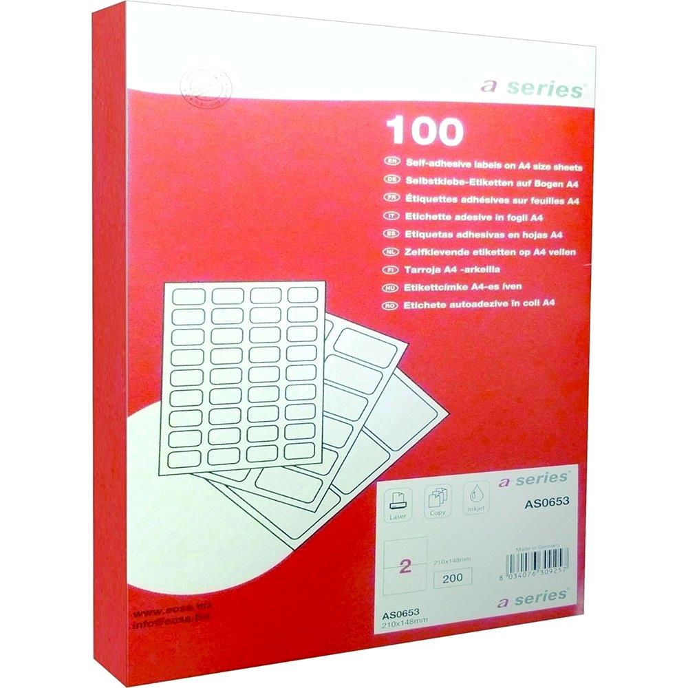 Etichete autocolante albe 10/A4, 105x57mm, 100 coli/top, A-series